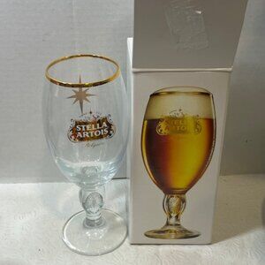 Stella Artois Belgium Limited Edition Holiday Full Gold Logo Chalice Glass 11 oz